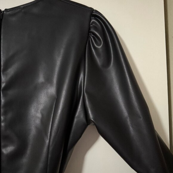 Nissa V-Neck Black Faux Leather Dress (L) NWT - Picture 9 of 9